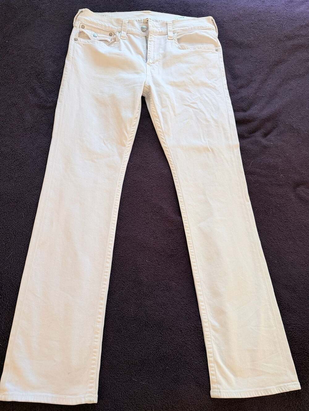 True Religion Relaxed Straight White Jeans